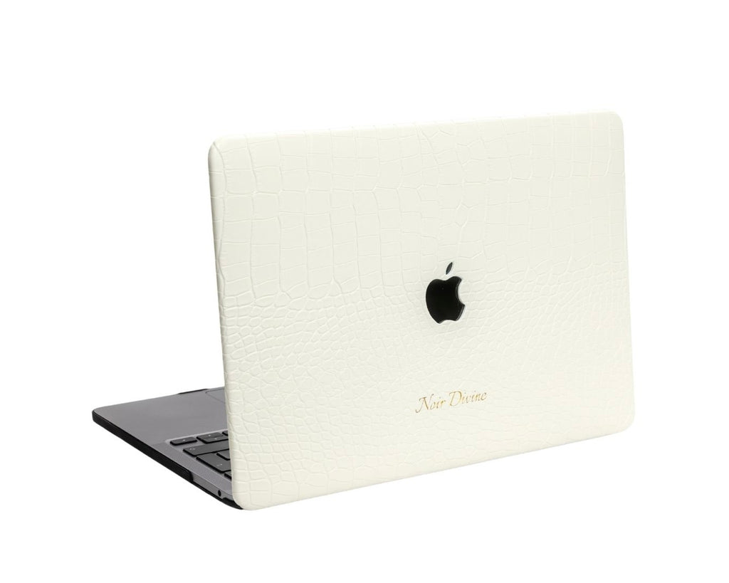 WHITE CROCO LAPTOP CASE