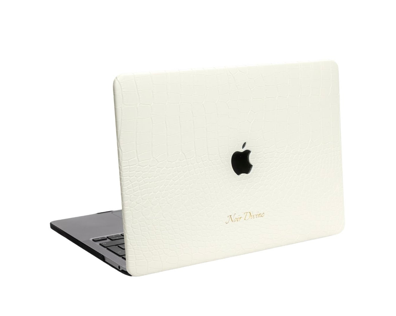 WHITE CROCO LAPTOP CASE