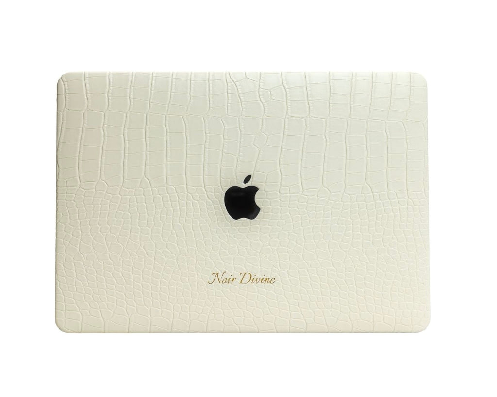 WHITE CROCO LAPTOP CASE