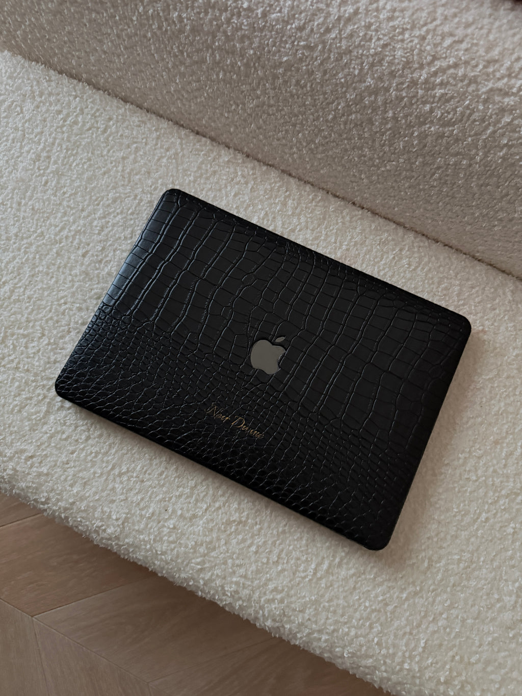 BLACK CROCO LAPTOP CASE
